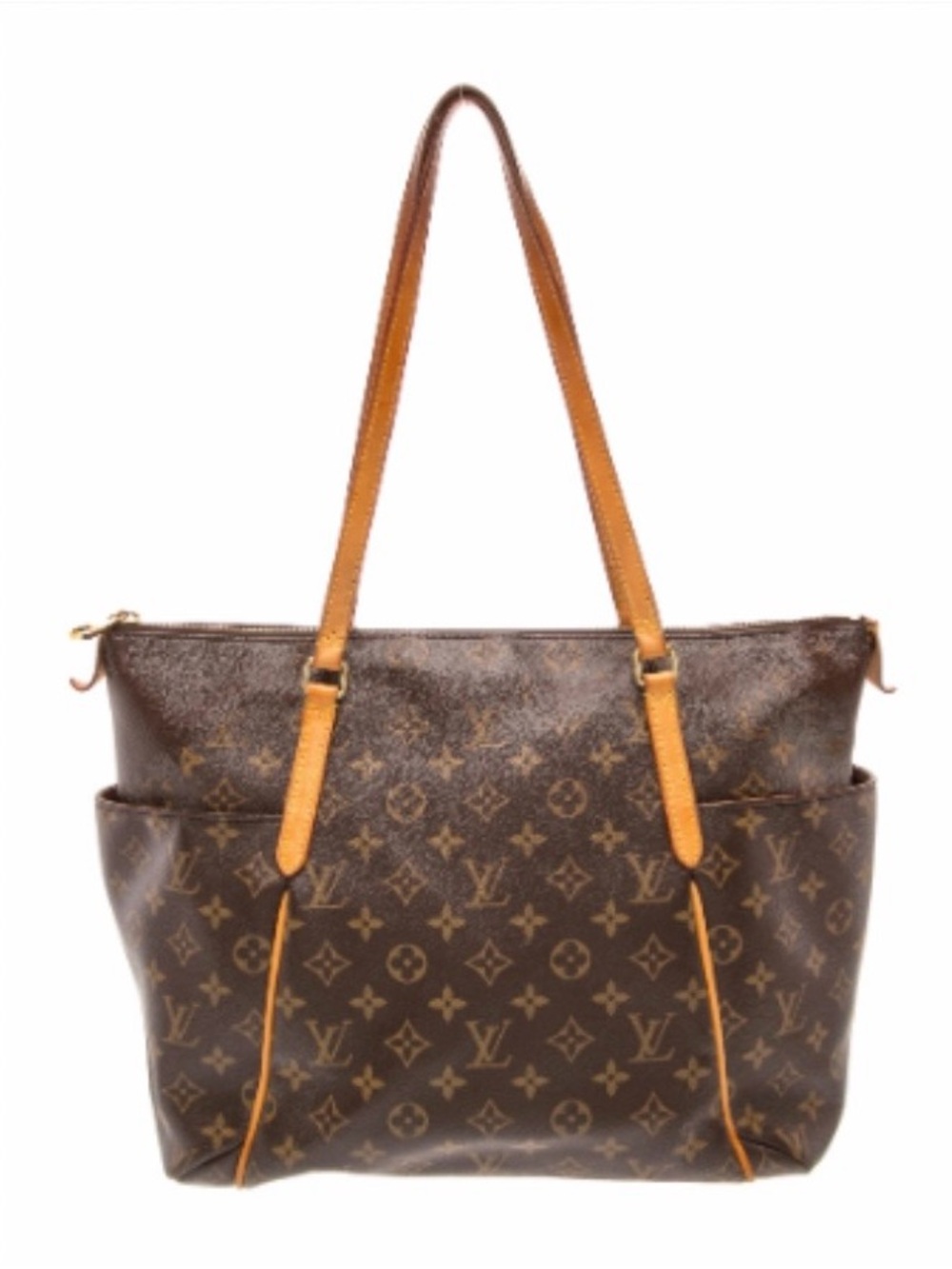 Louis Vuitton Monogram Canvas Tote with Tan Leather Straps